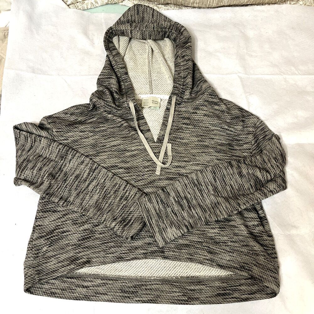 Saturday Sunday L Anthropologie Marled Metallic Cropped High Low Hoodie